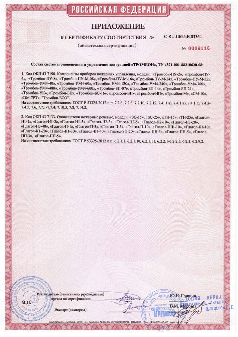 Приложение к сертификату